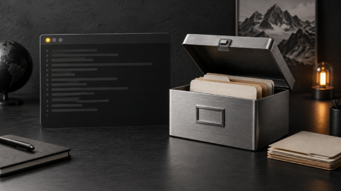 Illustration d’un terminal Linux et d’une boîte d’archives compressées