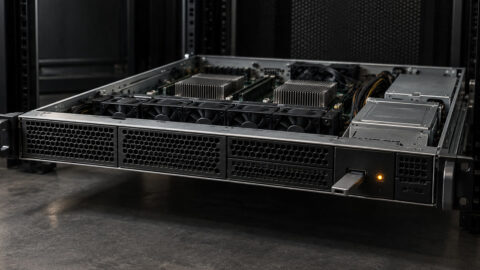 Serveur rack ouvert avec une clé USB d'installation