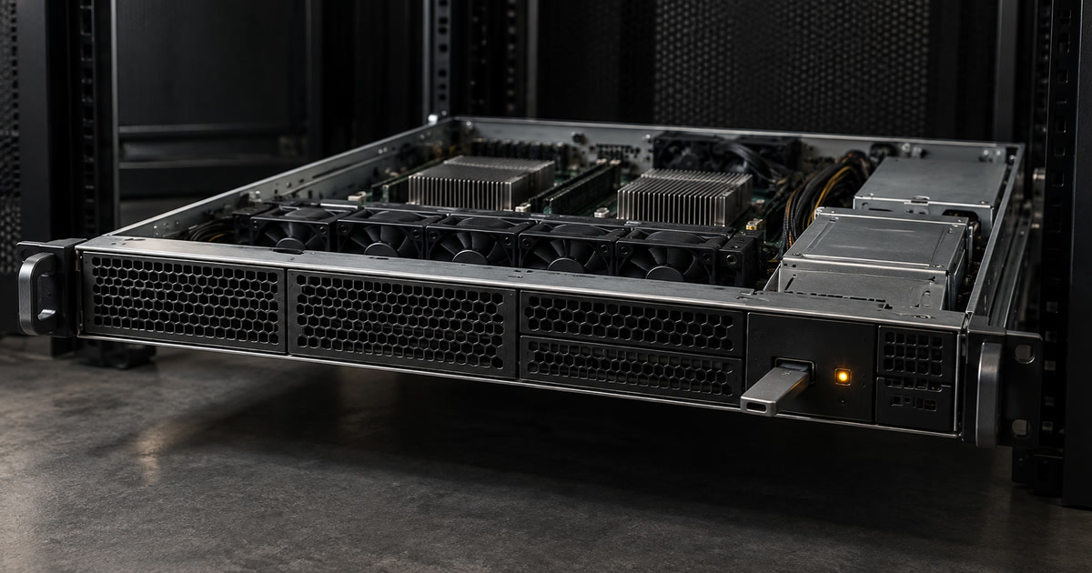 Serveur rack ouvert avec une clé USB d'installation
