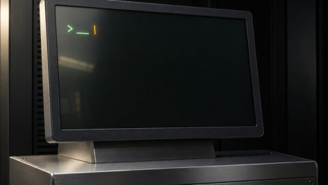 Écran de terminal sombre avec un prompt Bash réduit à un curseur coloré