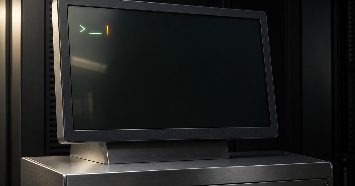 Écran de terminal sombre avec un prompt Bash réduit à un curseur coloré