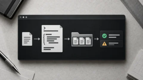 Schéma d’un script Bash reliant un dossier d’essai, une fonction de comptage et un code de retour