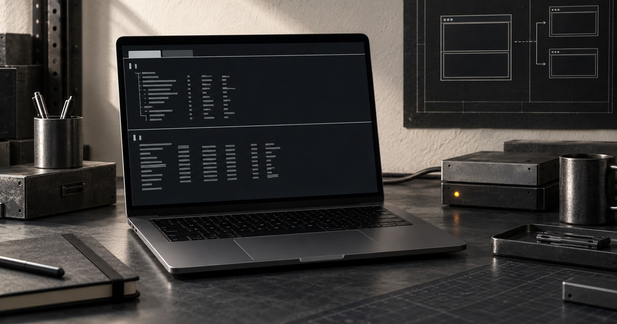 Ordinateur affichant une session tmux divisée en deux panneaux et une seconde fenêtre.