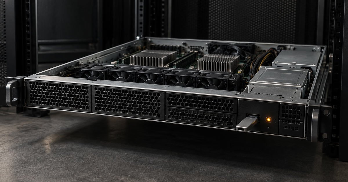 Serveur rack ouvert avec une clé USB d'installation